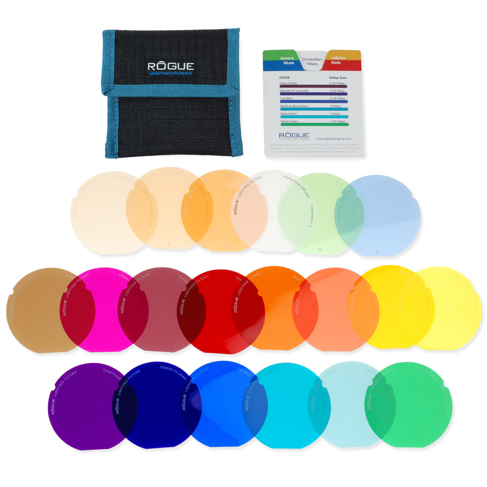 <tc>Rogue</tc> Grid Gels - Kit de filtres combinés : gels d'éclairage à utiliser avec les modificateurs magnétiques <tc>Rogue</tc> Grid et Round Flash