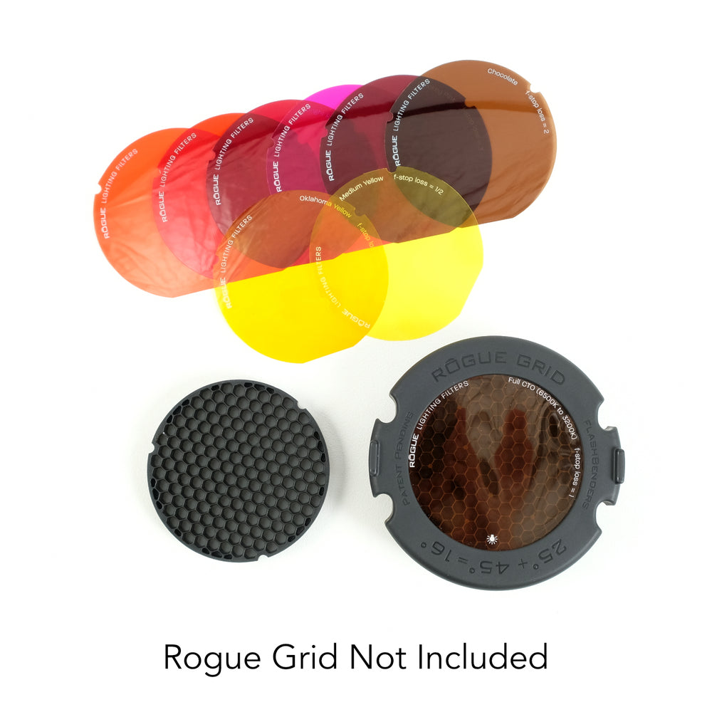 
                  
                    <tc>Rogue</tc> Grid Gels - Kit de filtres combinés : gels d'éclairage à utiliser avec les modificateurs magnétiques <tc>Rogue</tc> Grid et Round Flash
                  
                